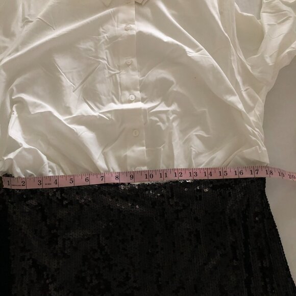 NEW Anthropologie Mare Women sz XL Buttondown 2 in 1 Sequin Mini Shirt Dress - Picture 11 of 16